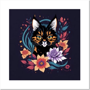 Floral Cat Posters and Art